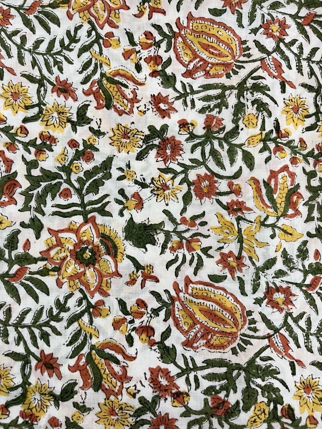 Hand Block Printed Full Kota Suit Yellow Garden