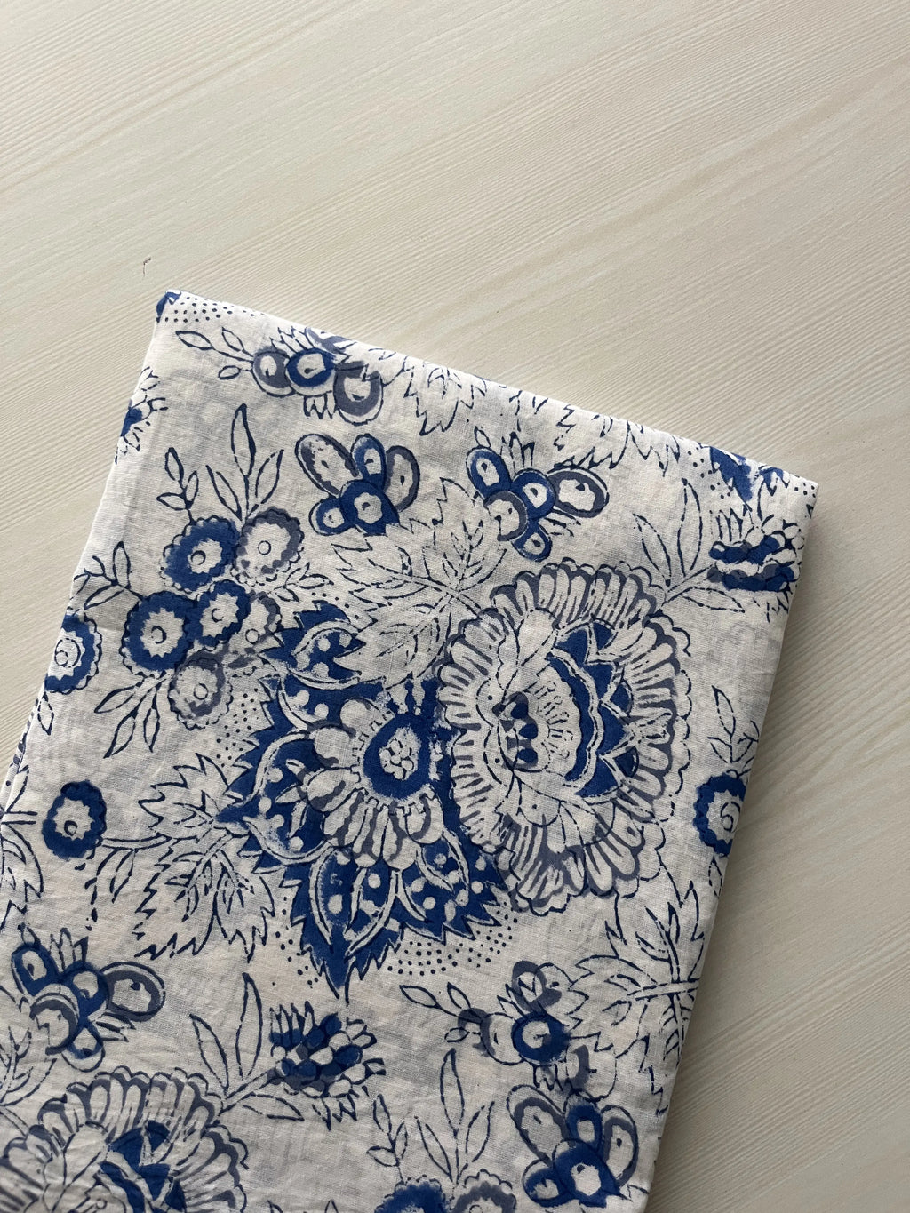 Hand Block Printed Full Kota Suit Azure Garden