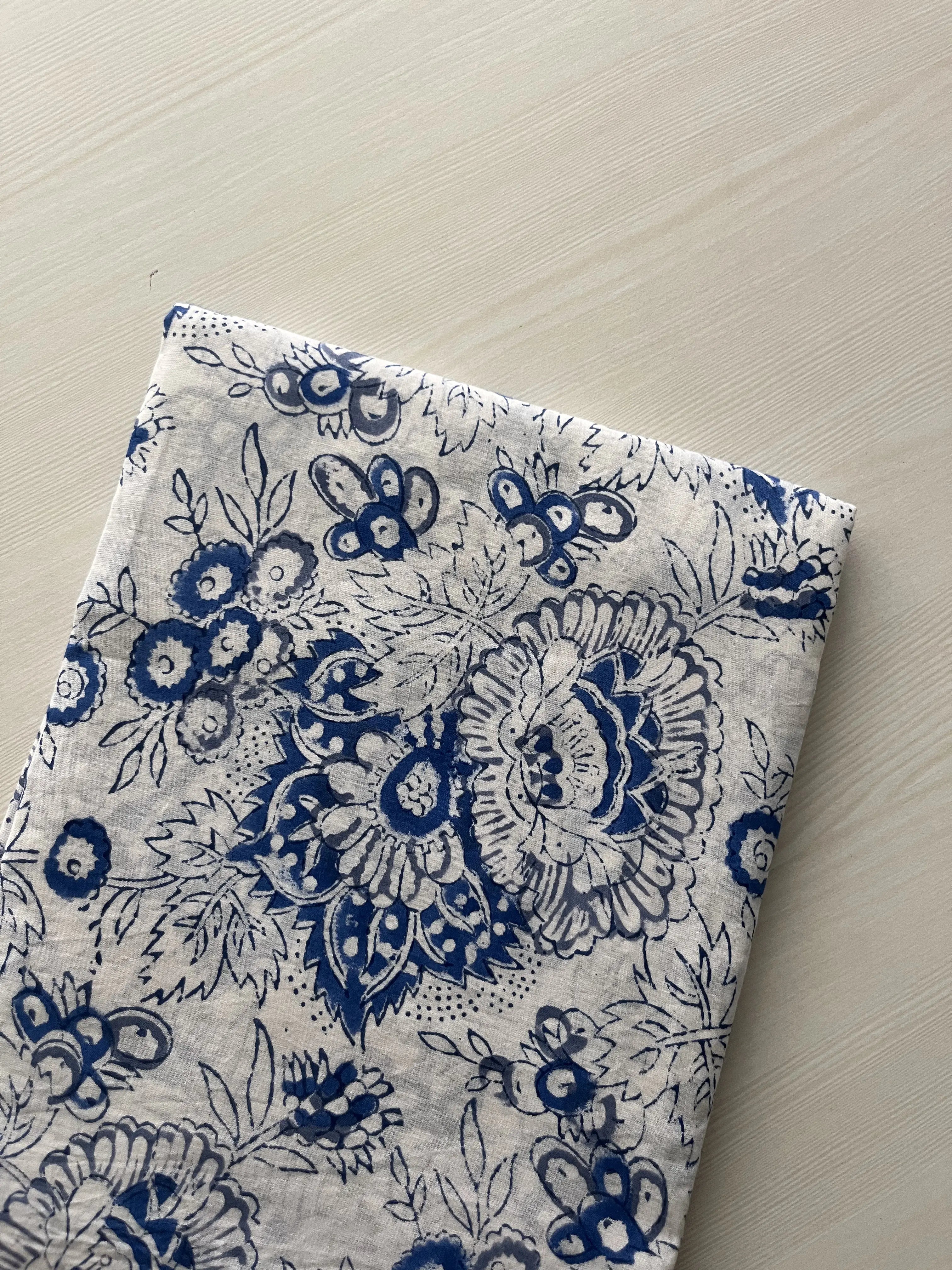 Hand Block Printed Full Kota Suit Azure Garden