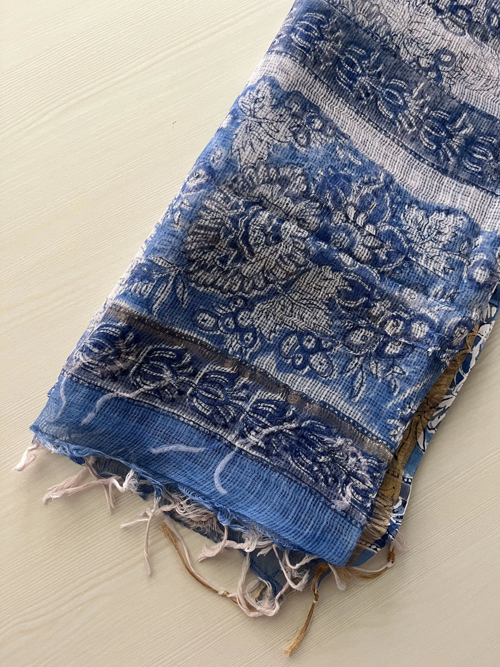 Hand Block Printed Full Kota Suit Azure Garden