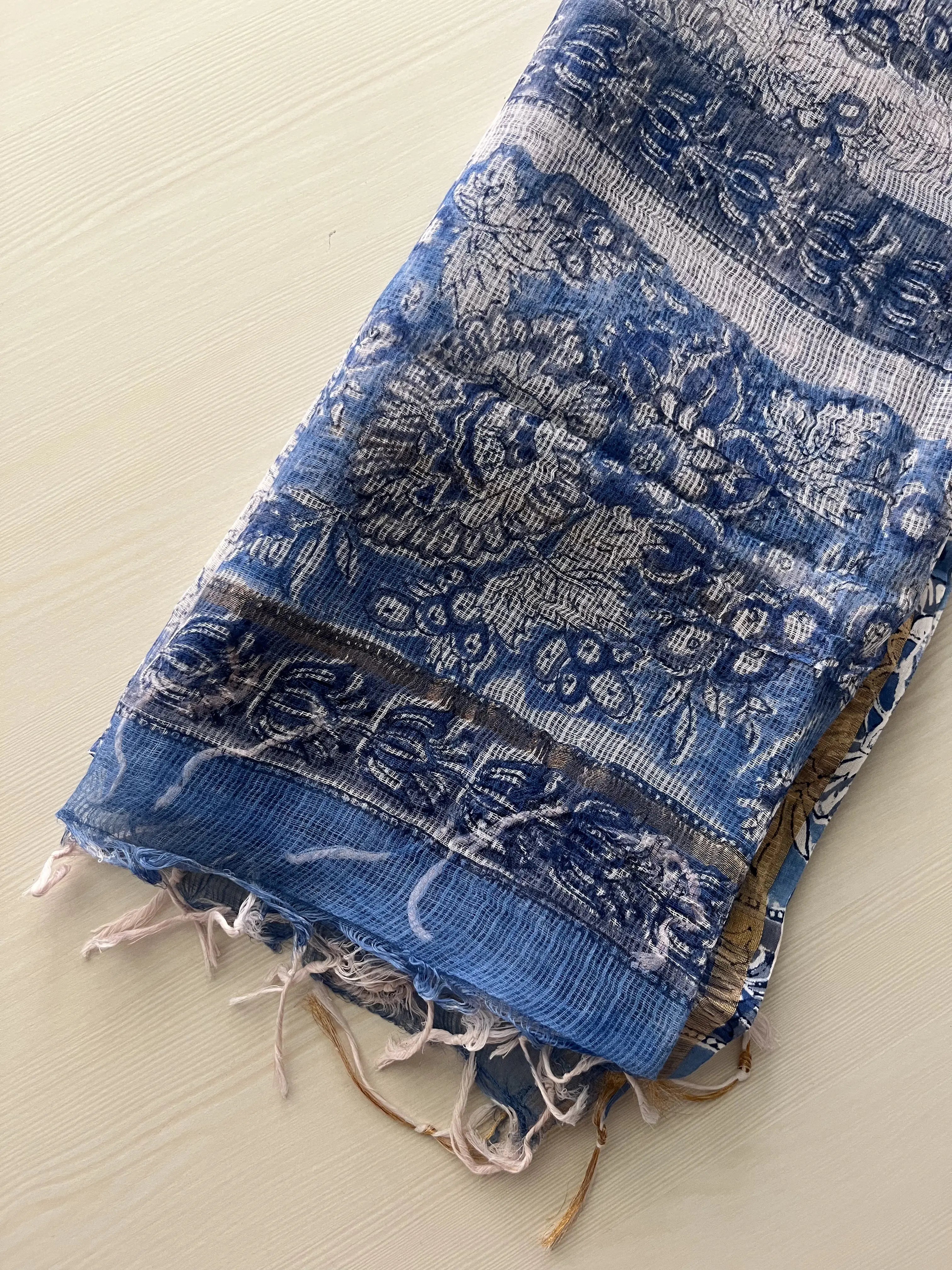 Hand Block Printed Full Kota Suit Azure Garden