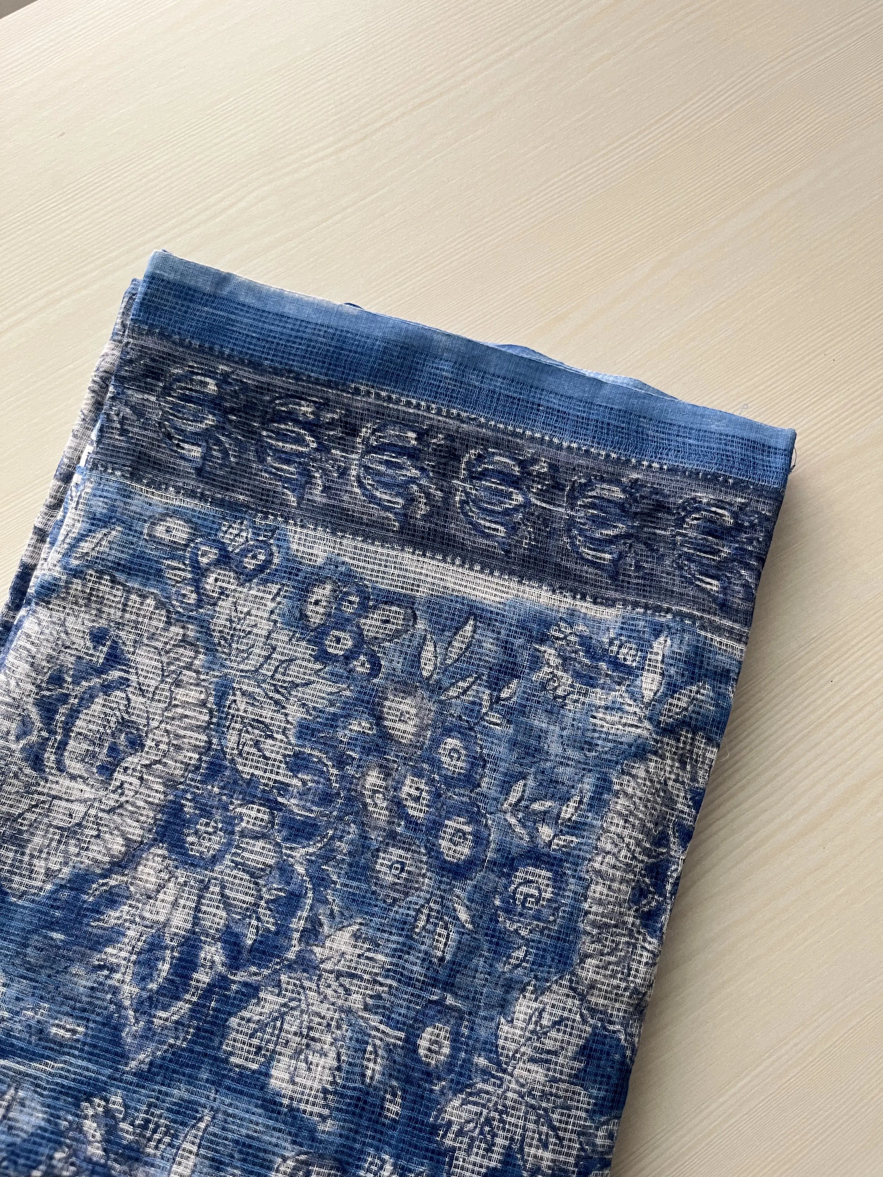 Hand Block Printed Full Kota Suit Azure Garden