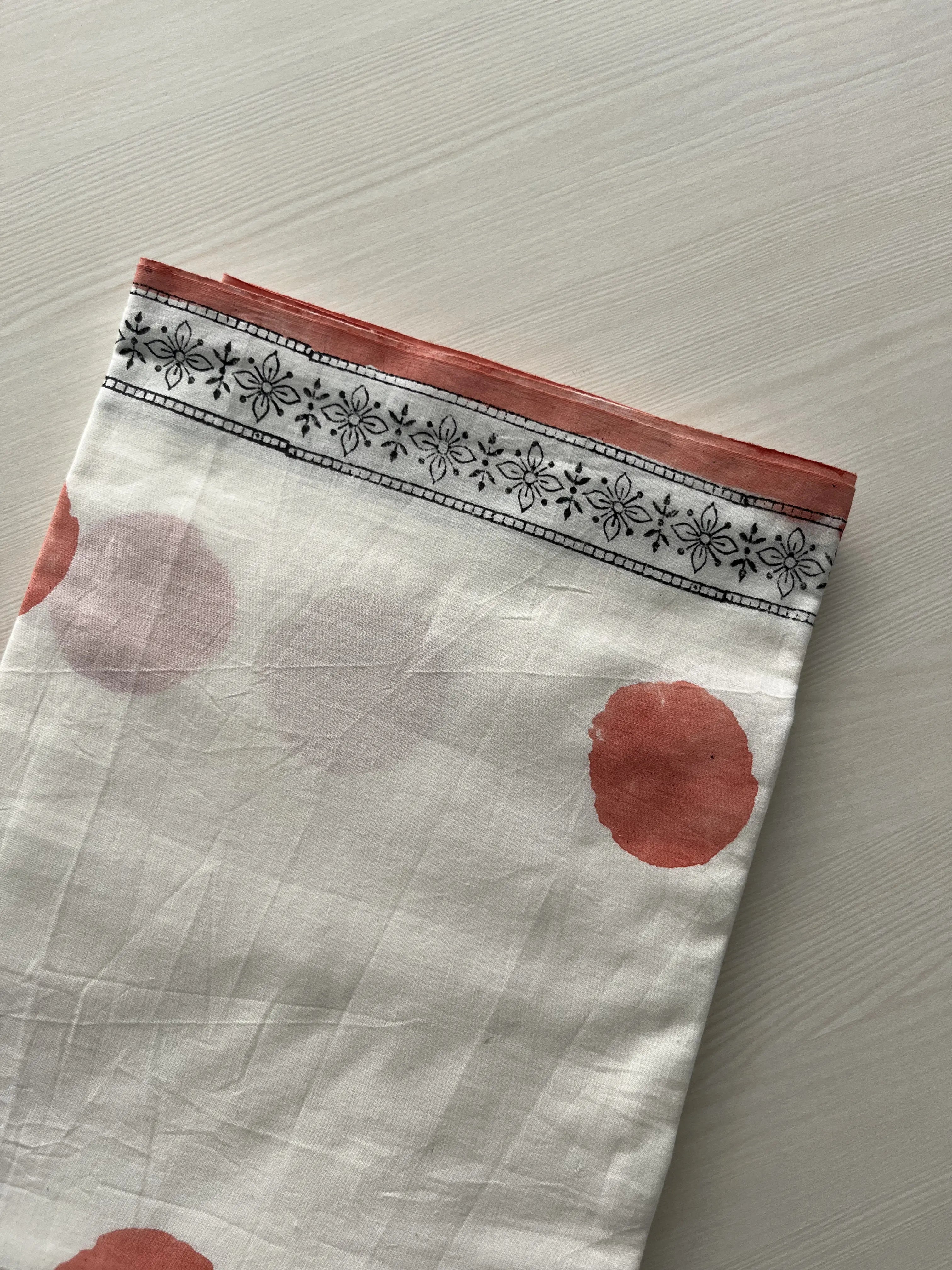 Hand Block Printed Full Kota Suit Peach Breeze