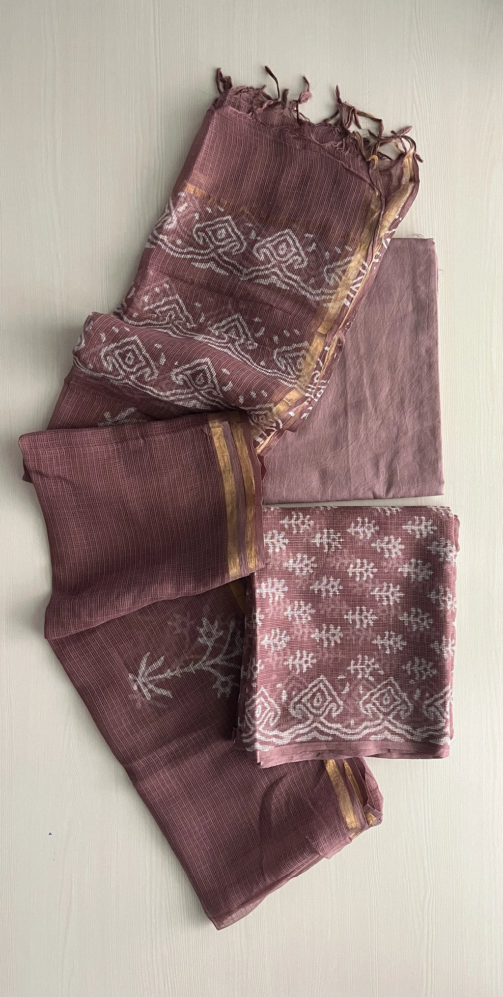 Hand Block Printed Full Kota Suit Earthen Grace