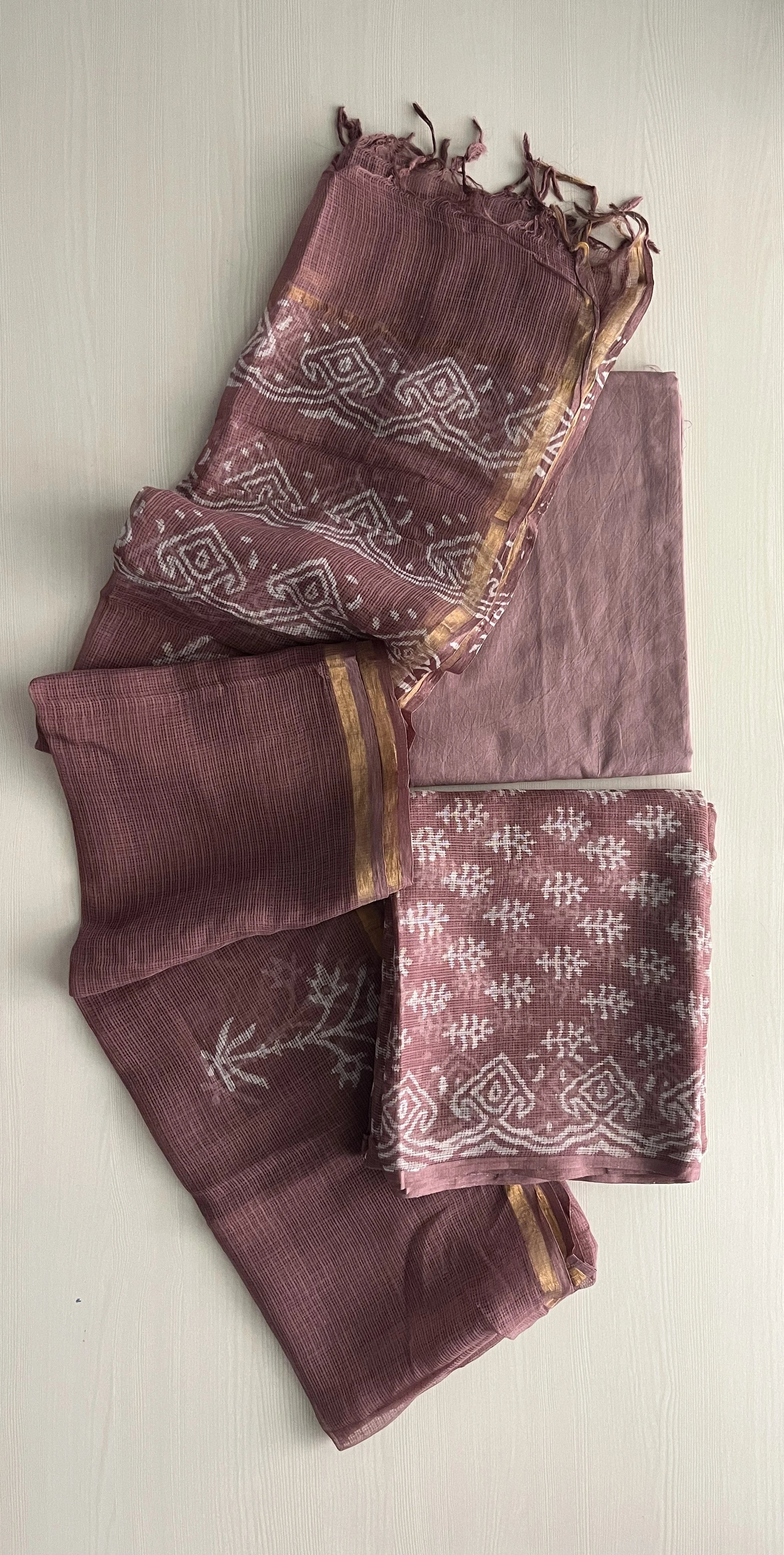 Hand Block Printed Full Kota Suit Earthen Grace