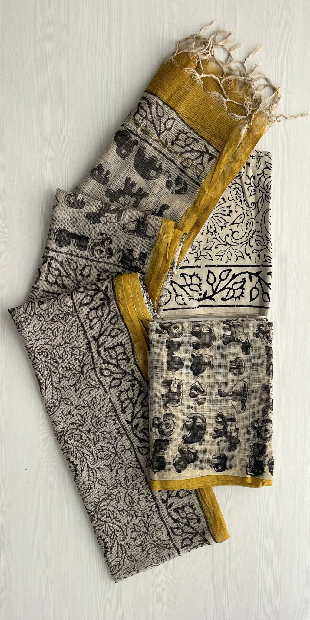 Hand Block Printed Full Kota Suit Elegant Cream