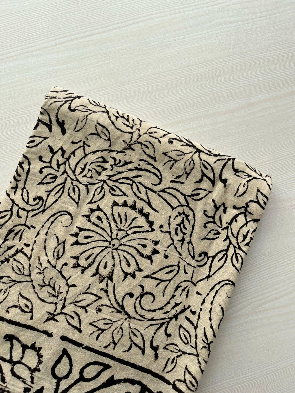 Hand Block Printed Full Kota Suit Elegant Cream