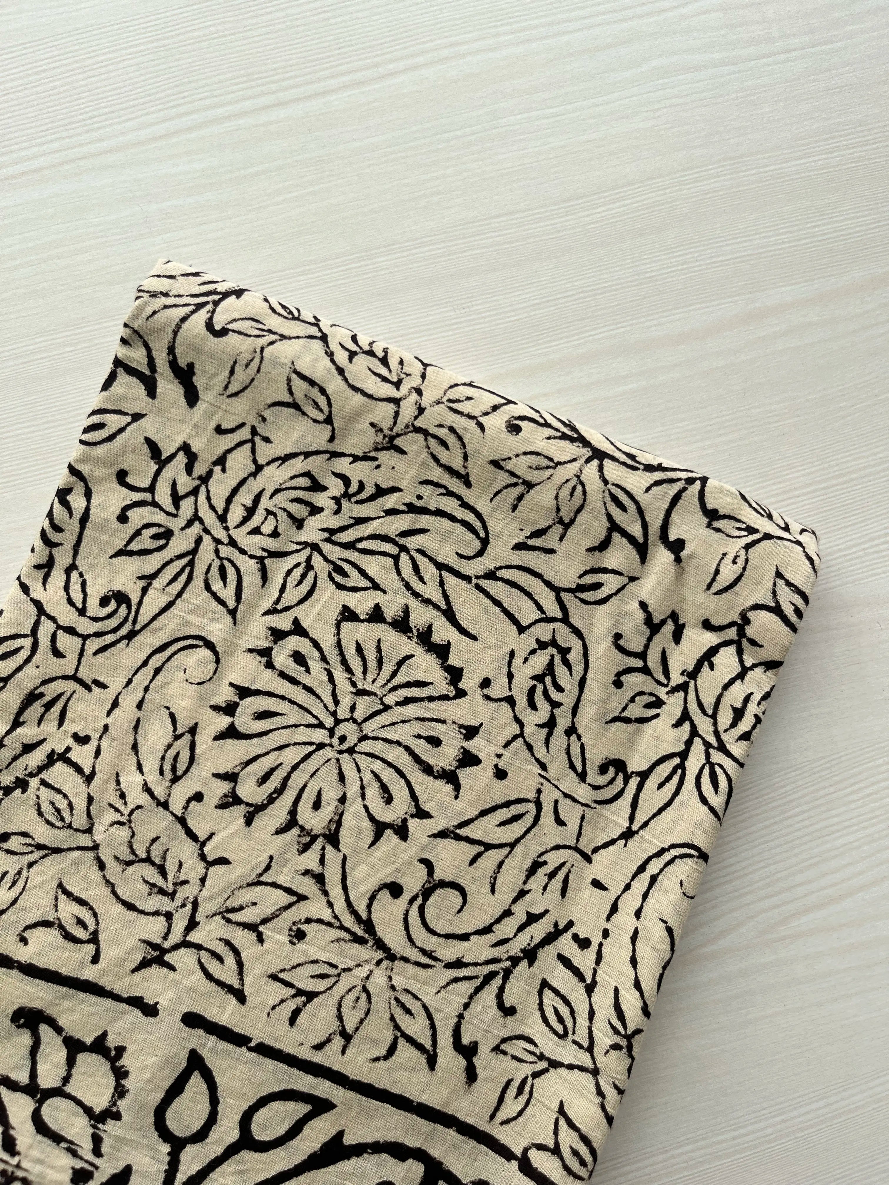 Hand Block Printed Full Kota Suit Elegant Cream