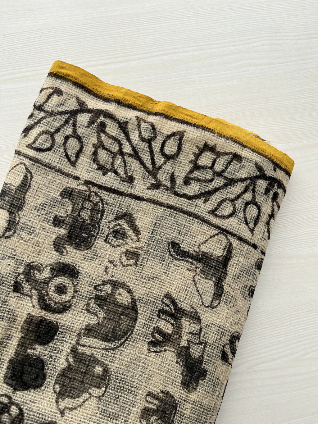 Hand Block Printed Full Kota Suit Elegant Cream