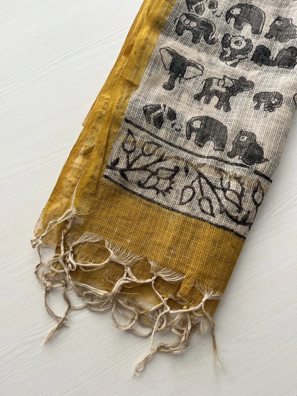 Hand Block Printed Full Kota Suit Elegant Cream