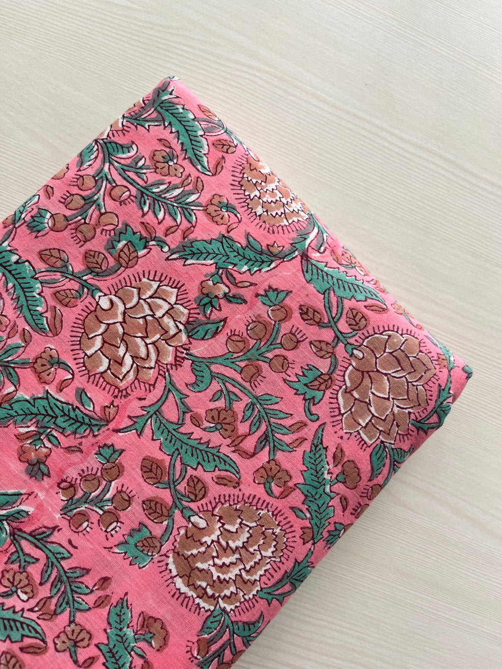 Hand Block Printed Pure Cotton Fabric Scarlet Blossom