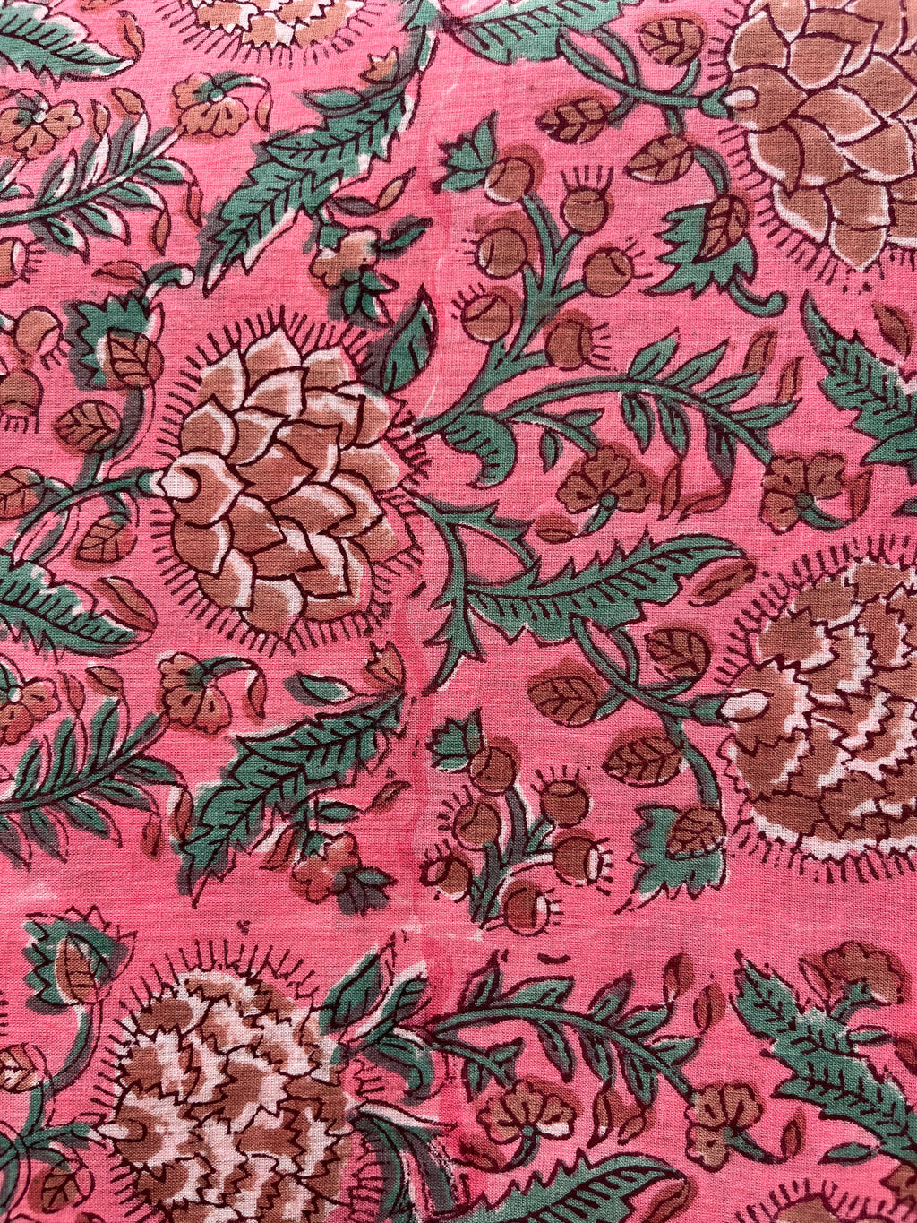 Hand Block Printed Pure Cotton Fabric Scarlet Blossom