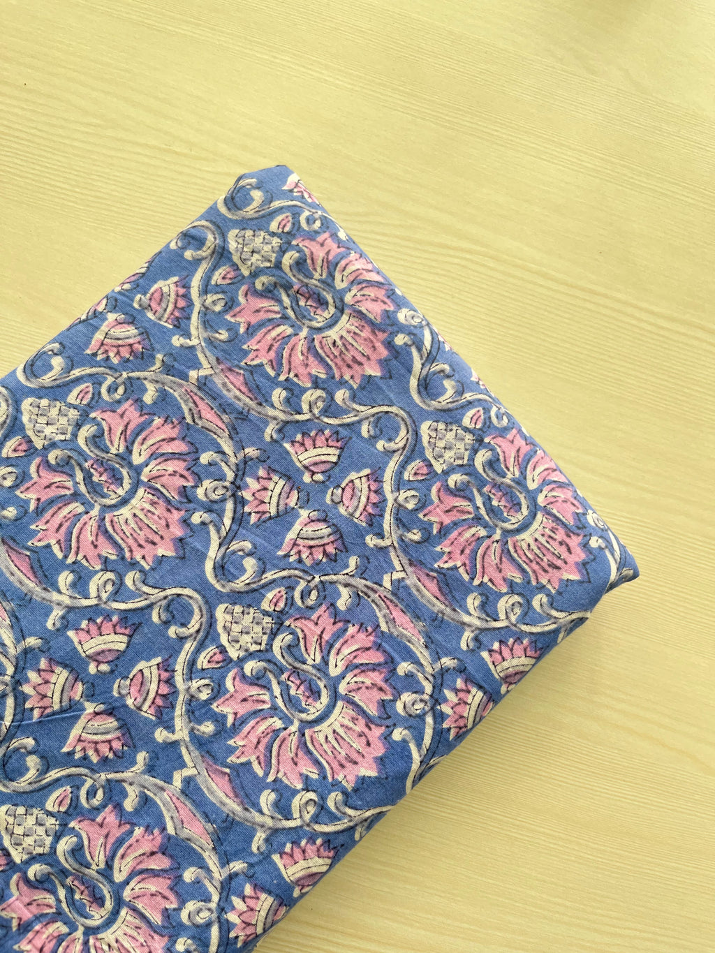 Hand Block Printed Pure Cotton Fabric Twilight Roses