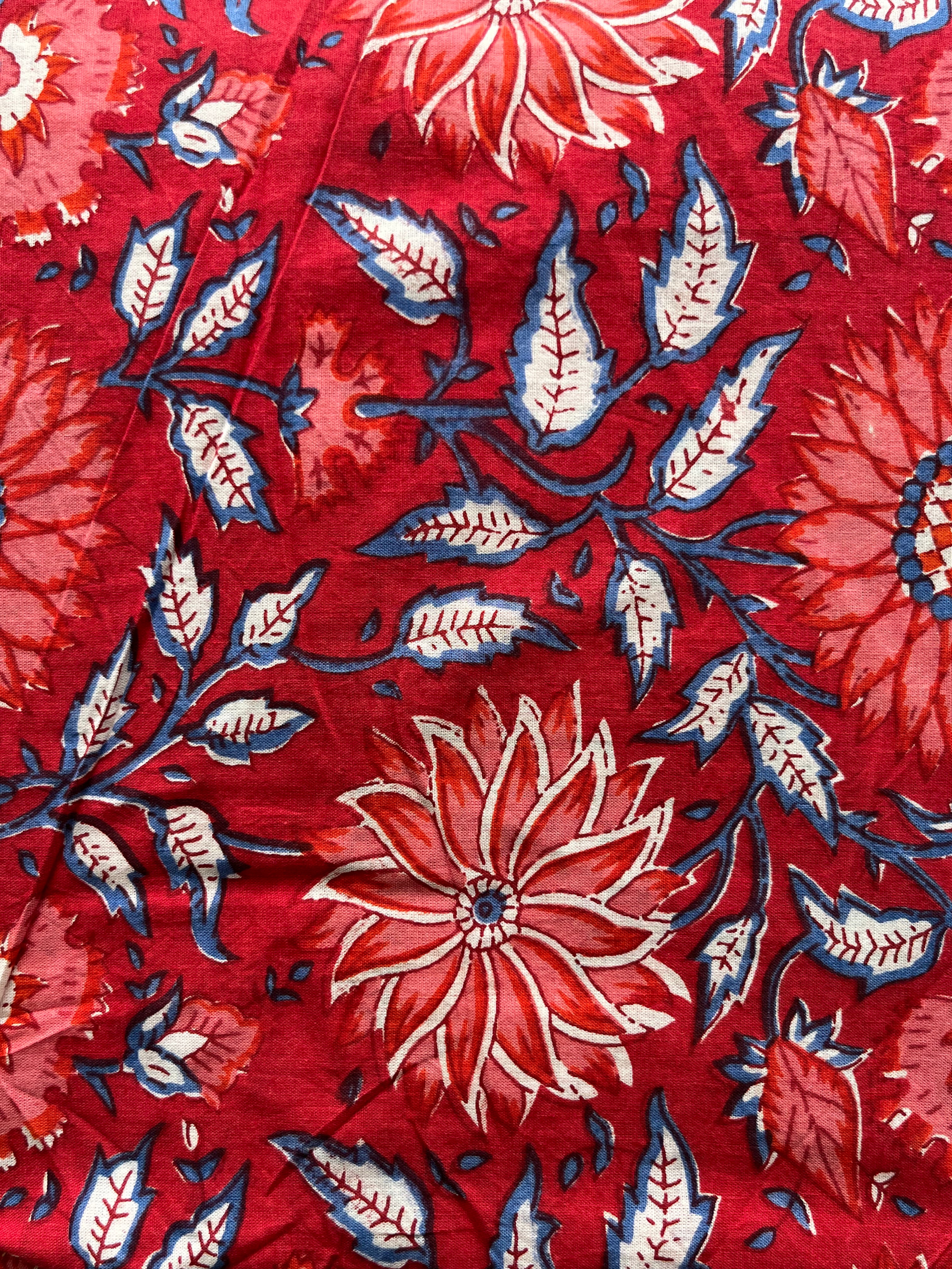 Hand Block Printed Pure Cotton Fabric Desert Bloom