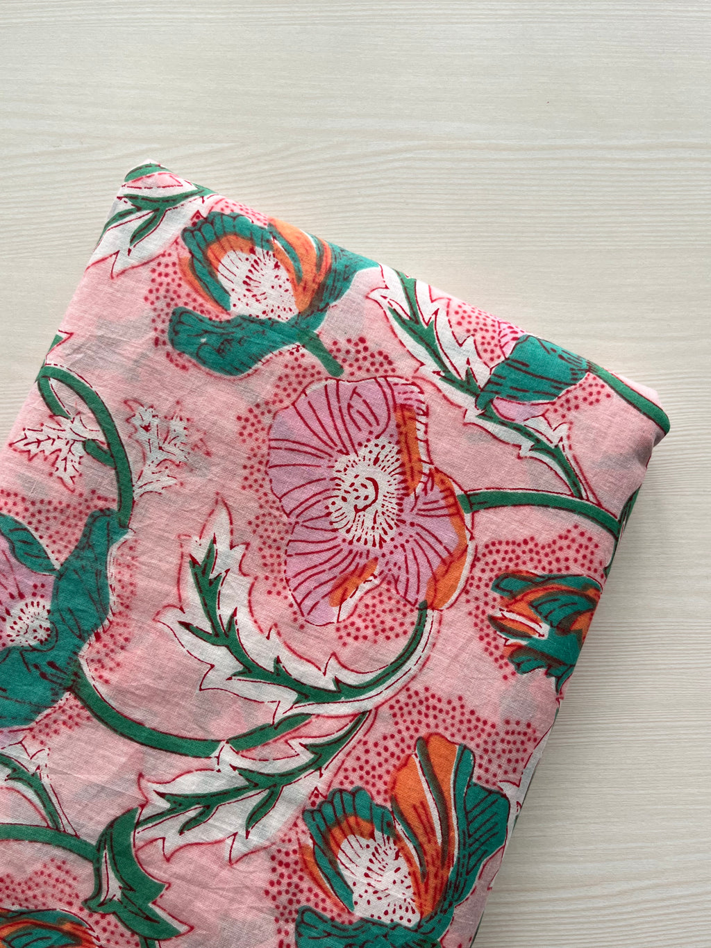 Hand Block Printed Pure Cotton Fabric Spring Stripes