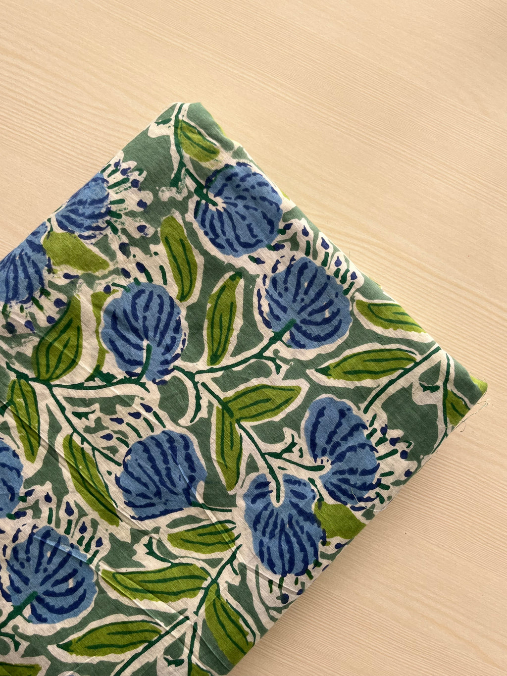 Hand Block Printed Pure Cotton Fabric Ruby Meadow