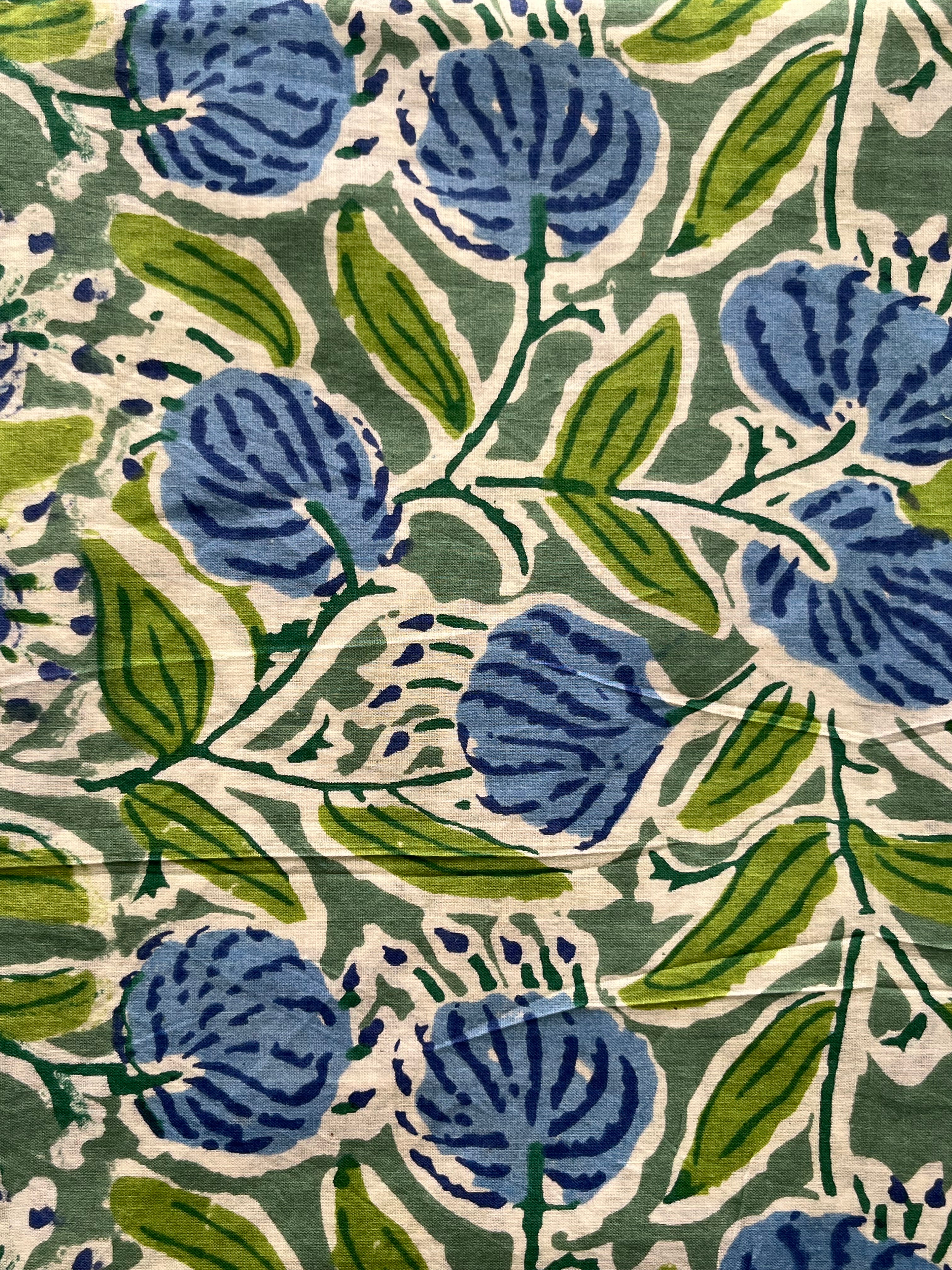 Hand Block Printed Pure Cotton Fabric Ruby Meadow