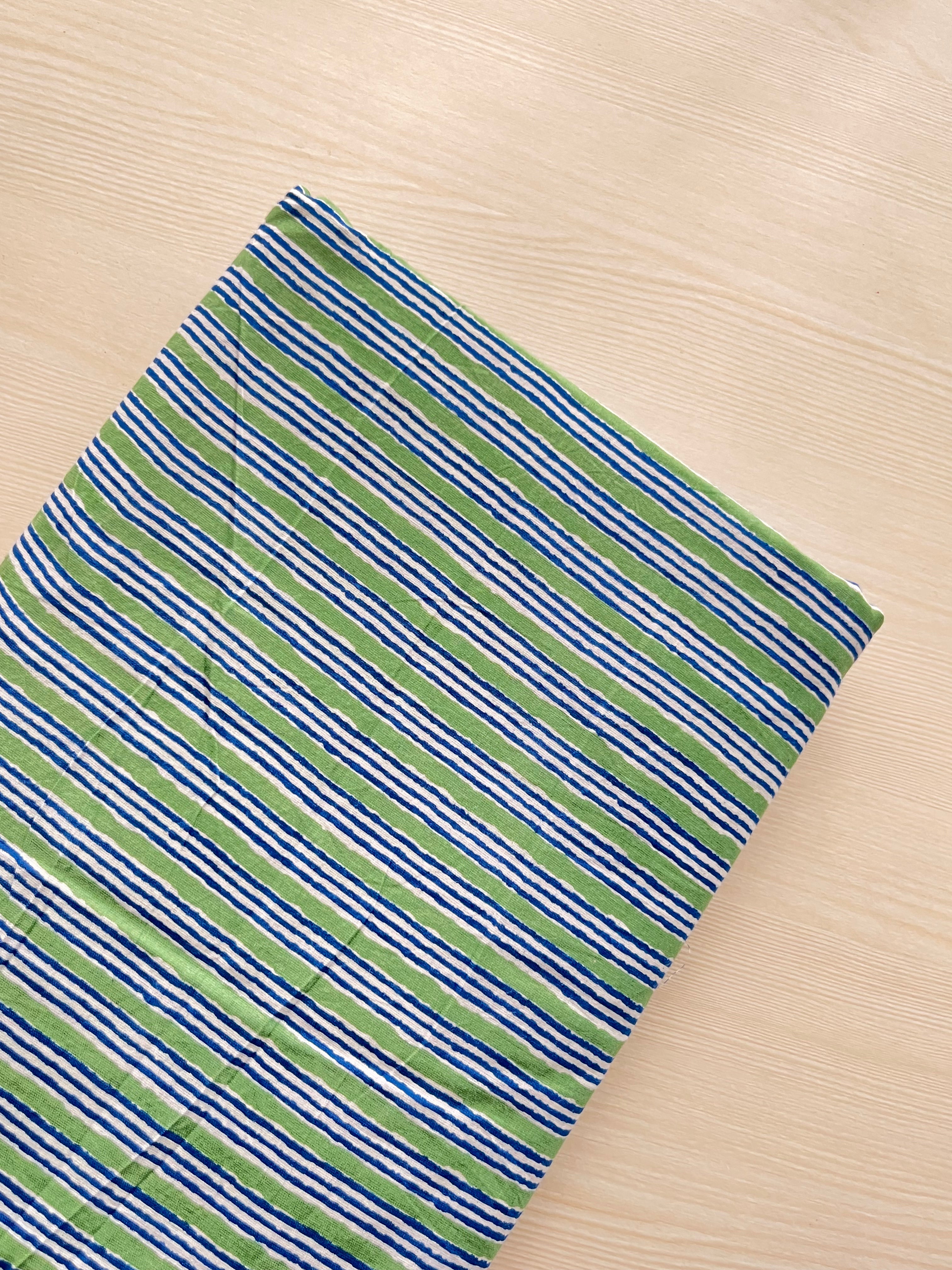 Hand Block Printed Pure Cotton Fabric Midnight Leaf