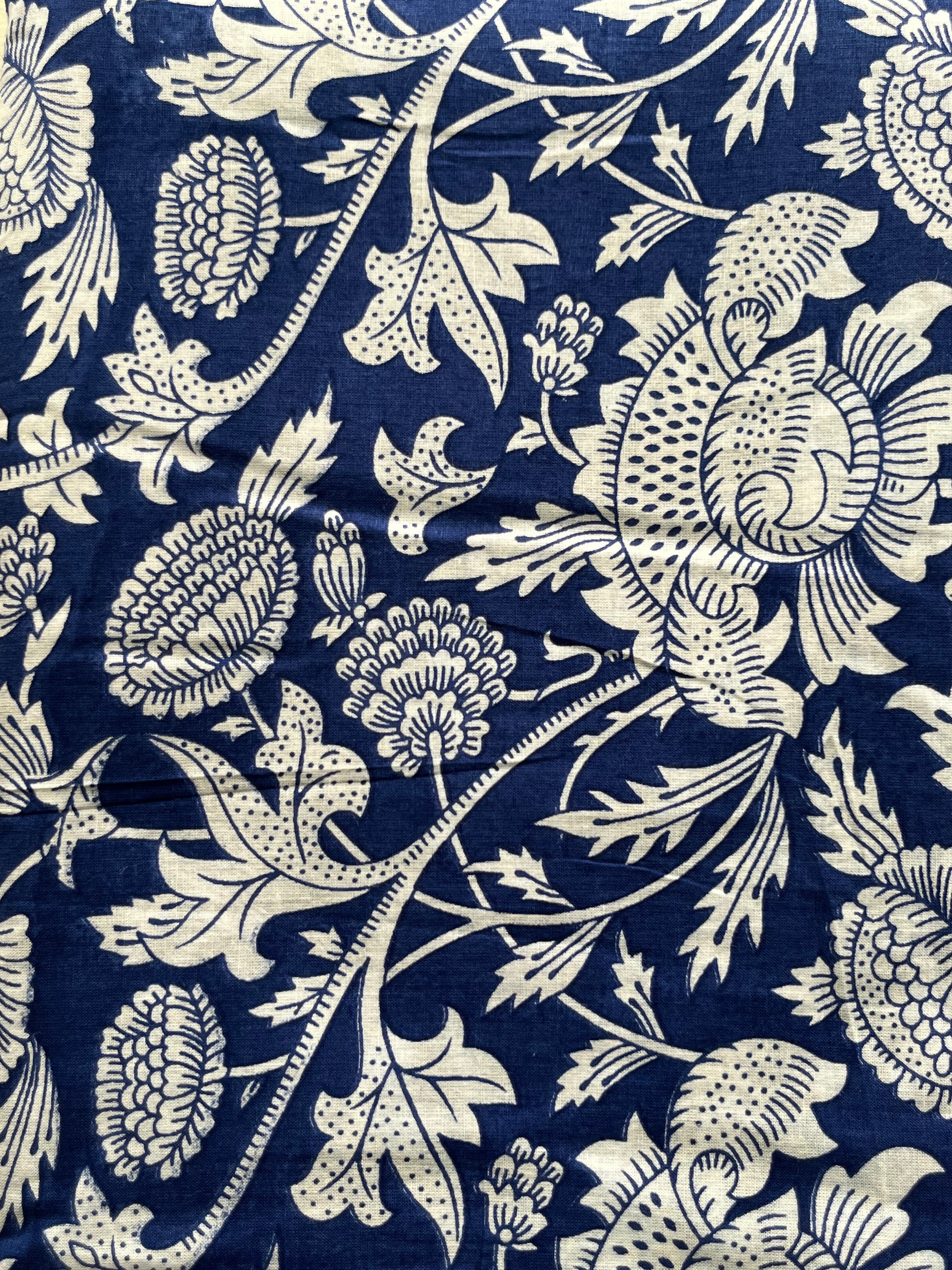 Hand Block Printed Pure Cotton Fabric Blossom Parade