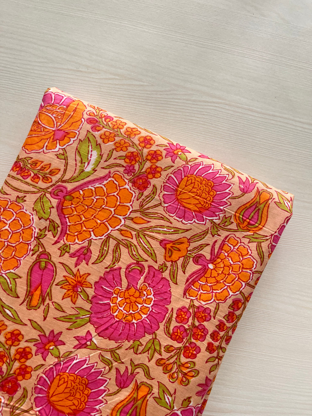 Hand Block Printed Pure Cotton Fabric Scarlet Vine