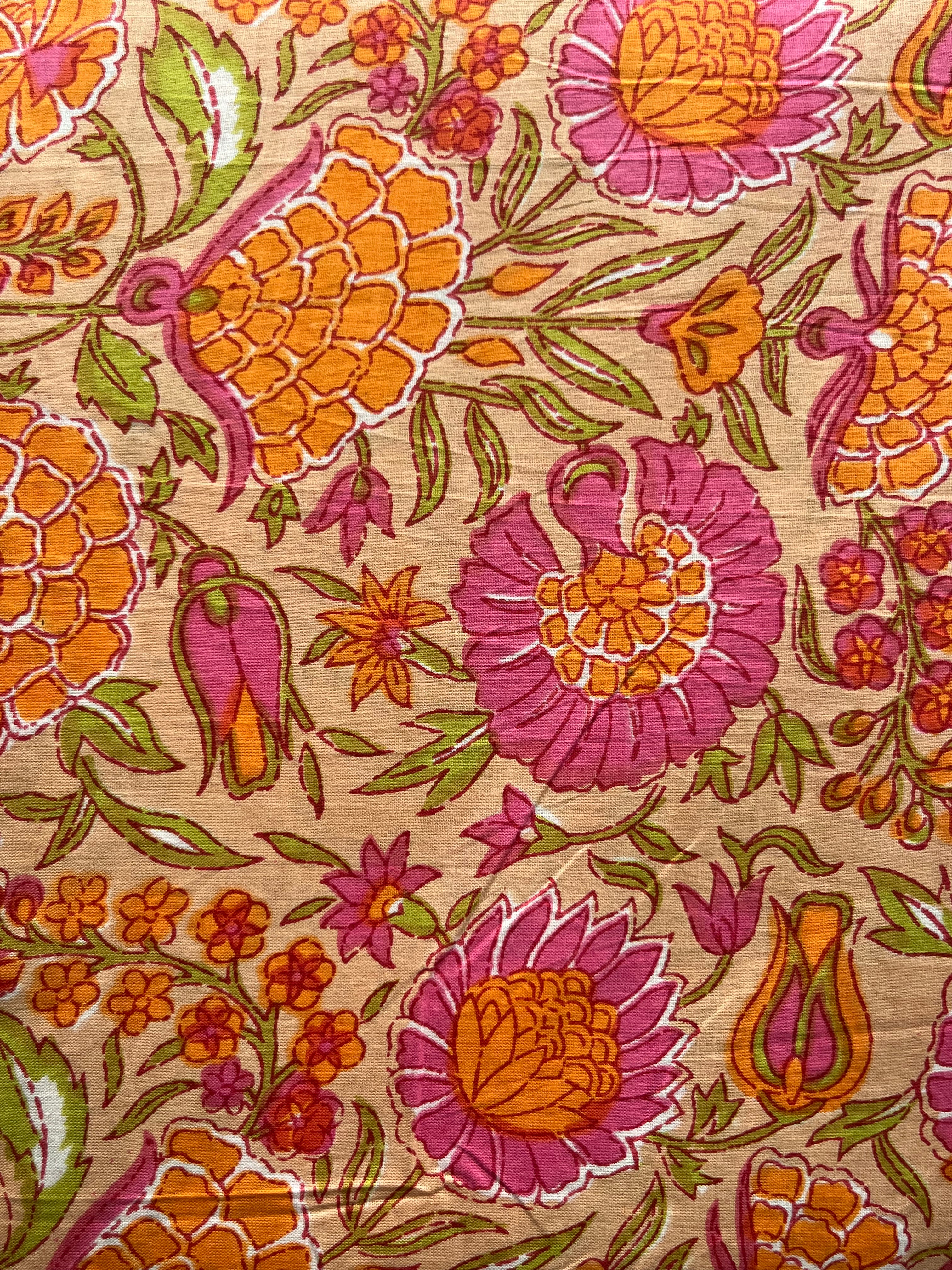 Hand Block Printed Pure Cotton Fabric Scarlet Vine