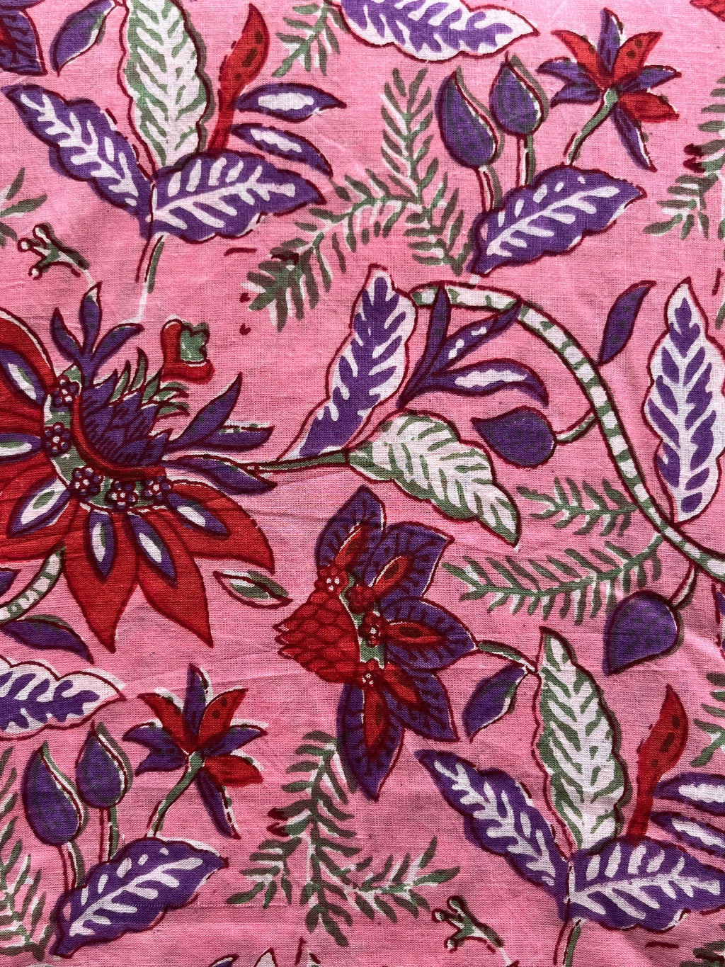 Hand Block Printed Pure Cotton Fabric Ruby Sun