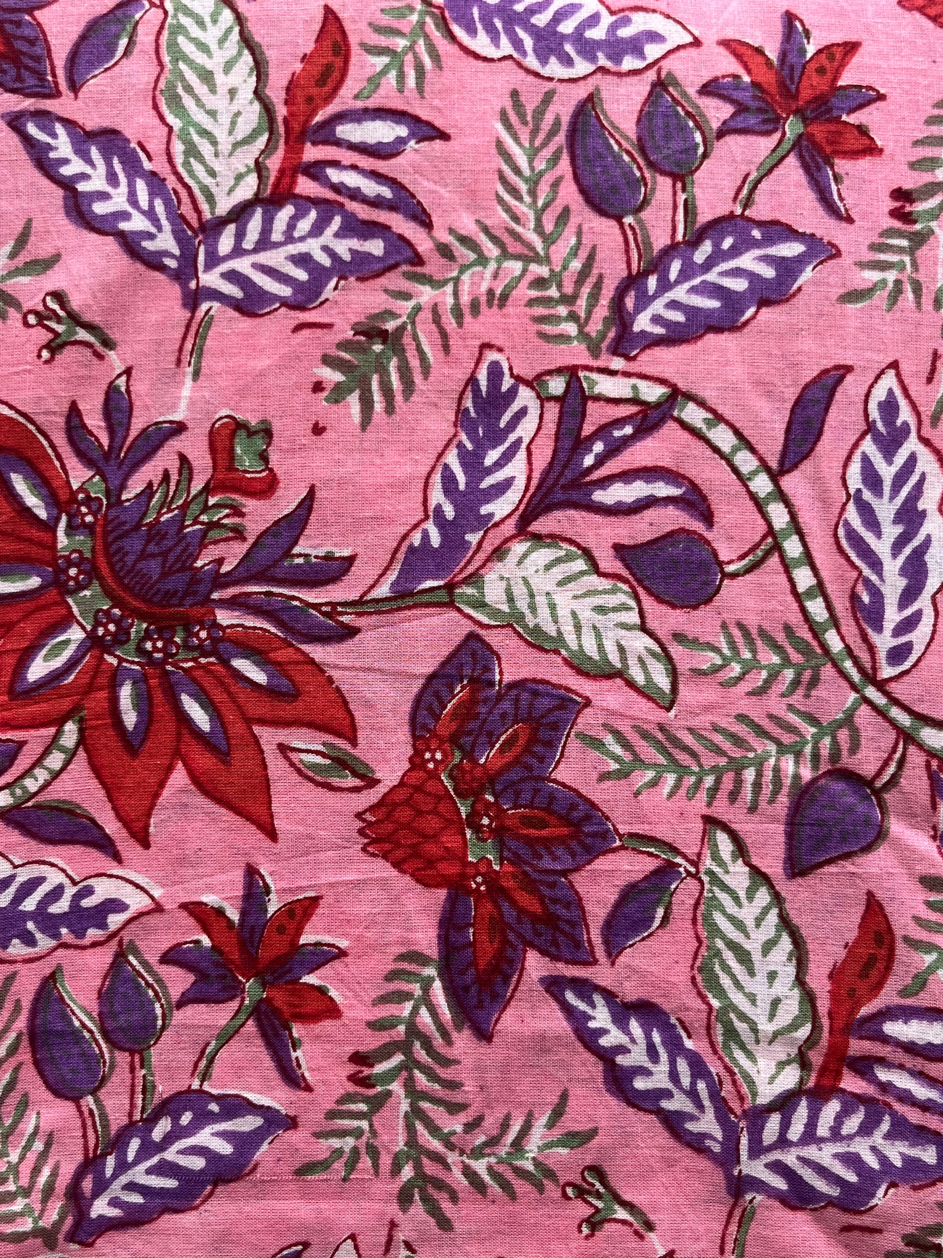 Hand Block Printed Pure Cotton Fabric Ruby Sun