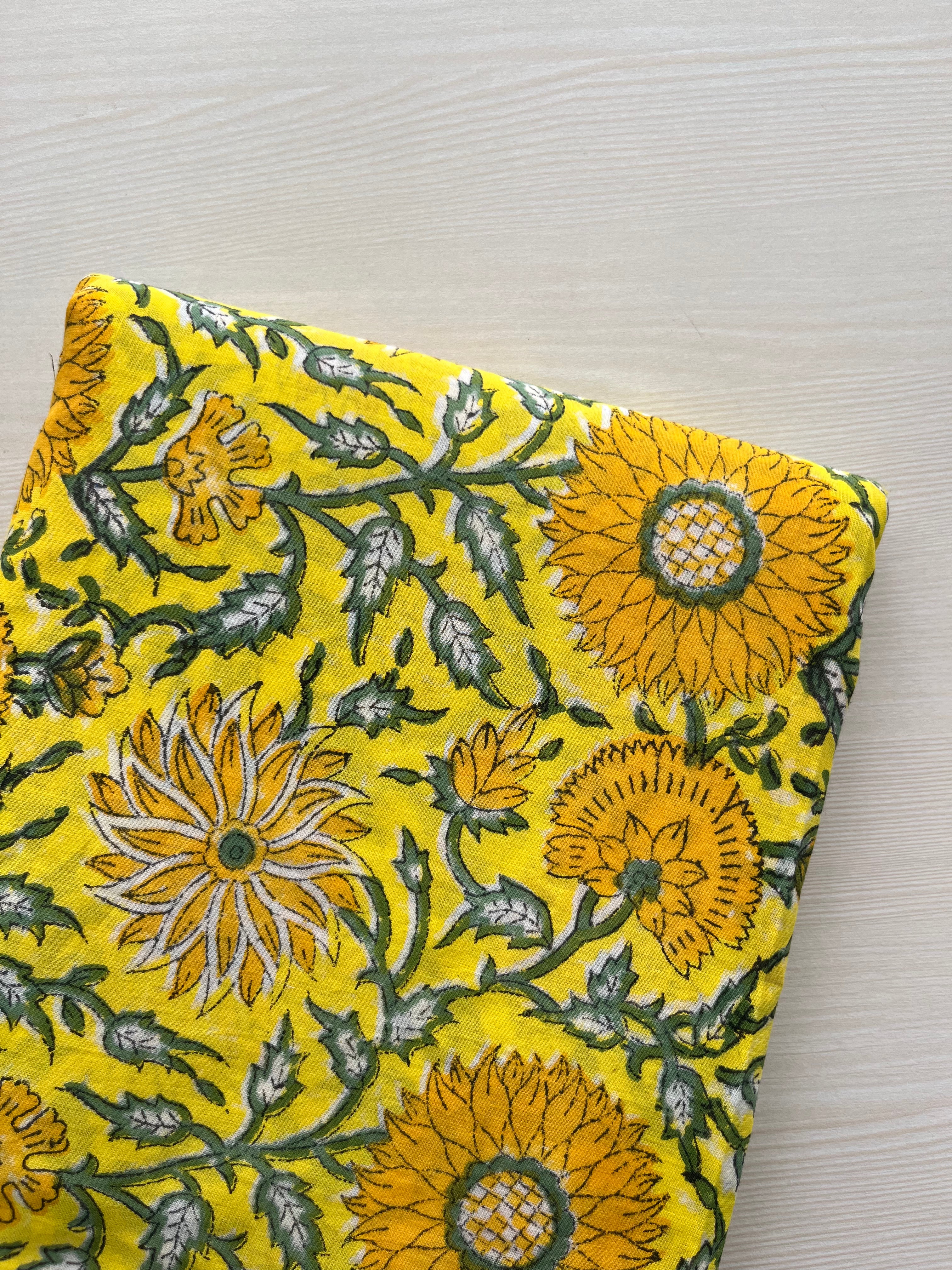 Hand Block Printed Pure Cotton Fabric Blush Poppy