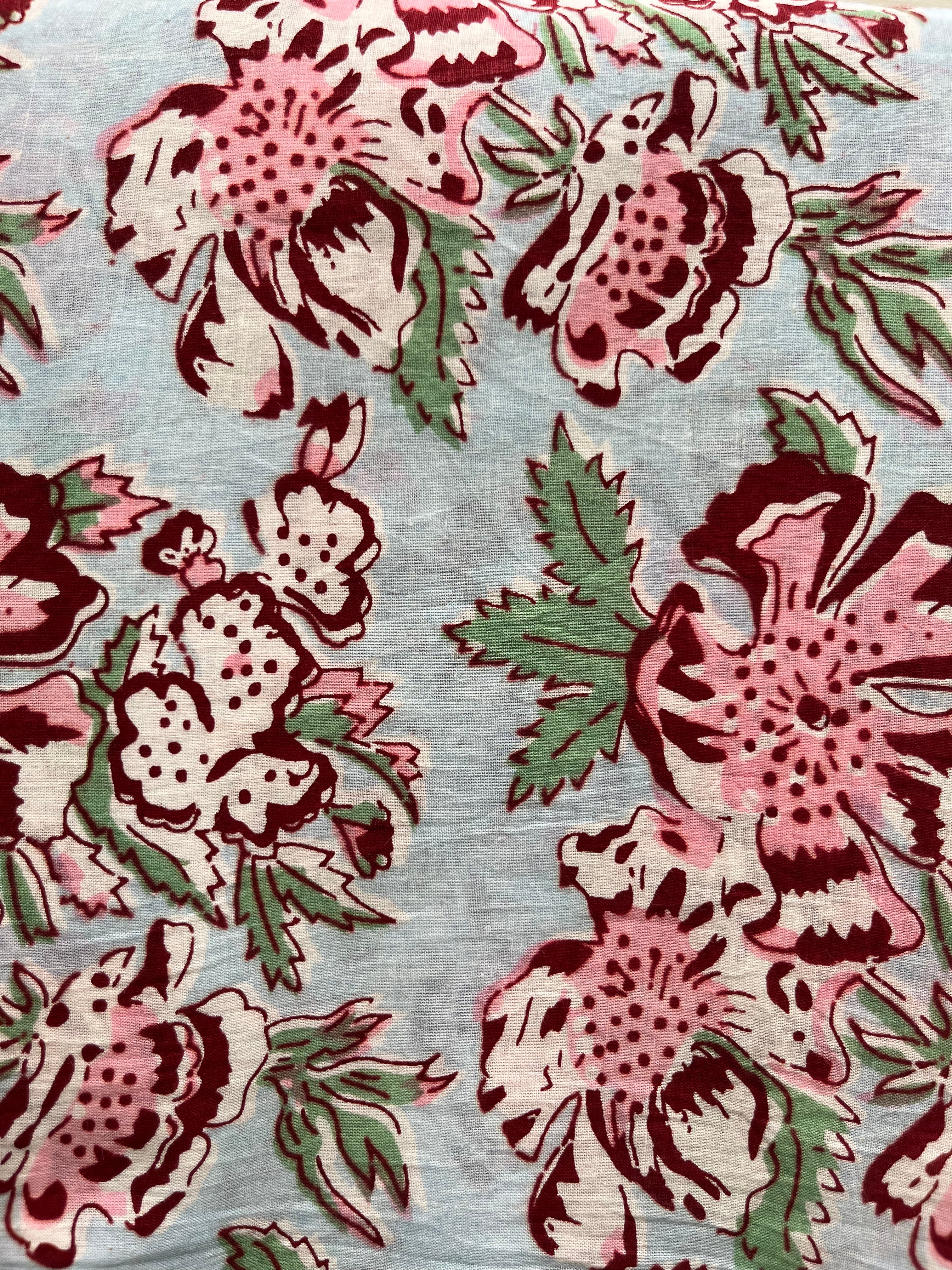 Hand Block Printed Pure Cotton Fabric Terra Floral