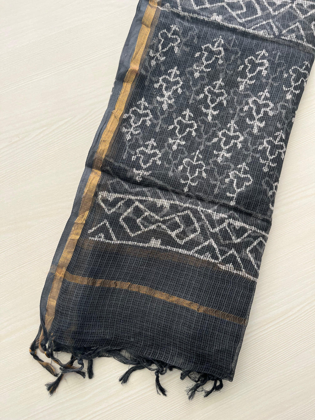 Hand Block Printed Full Kota Suit Luxe Grey