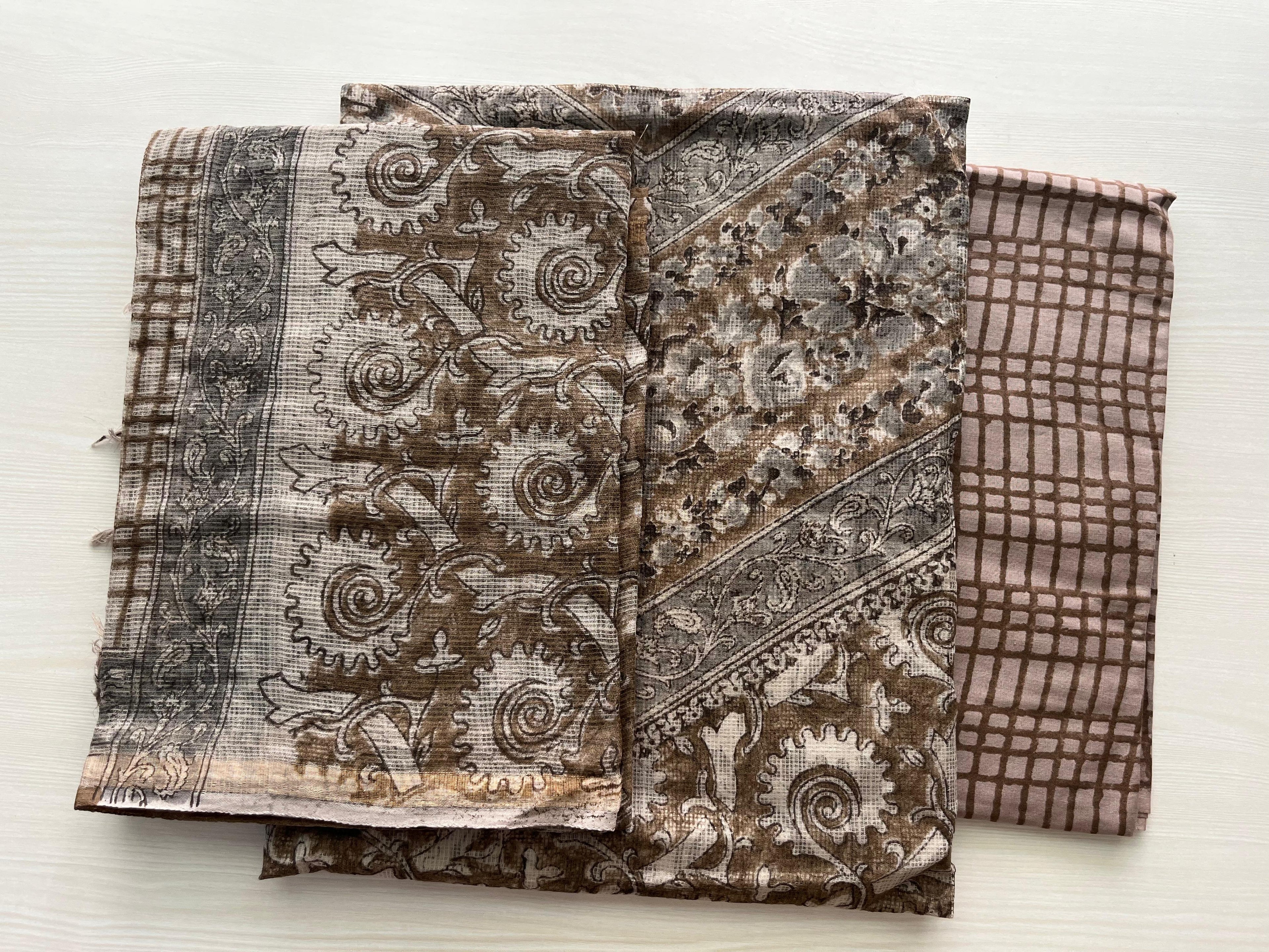 Hand Block Print Inspired Full Net Kota Suit Mocha Muse