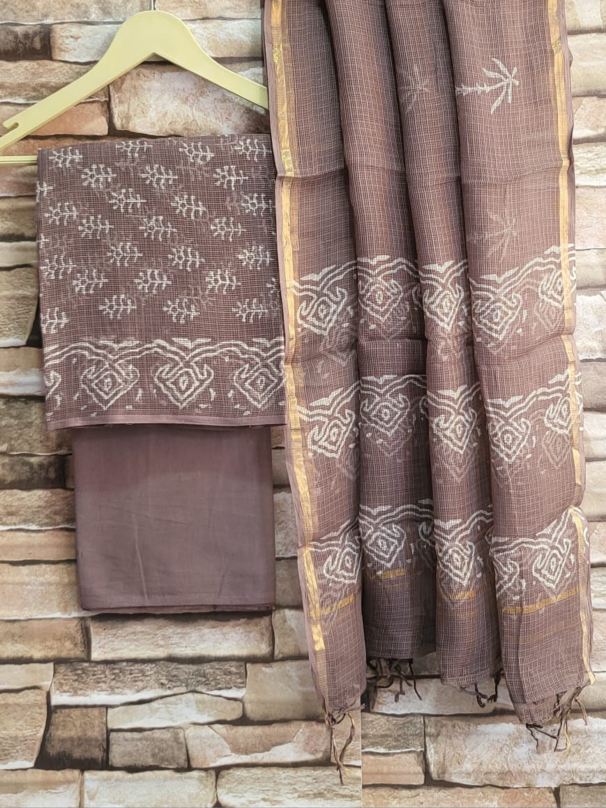 Hand Block Printed Full Kota Suit Earthen Grace