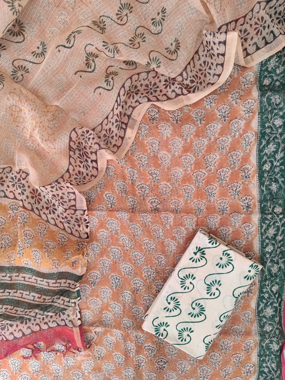 Hand Block Printed Full Kota Suit Floral Dream
